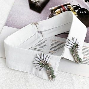 Collar ~ Dicky ~ W/ MOP & Austrian Crystals ~ White